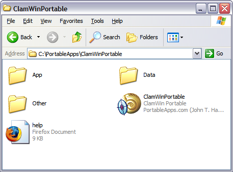 ClamWinPortable folder